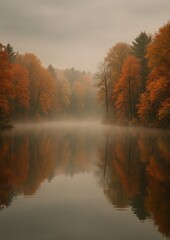 Obraz premium Serene autumn reflection landscape photography.
