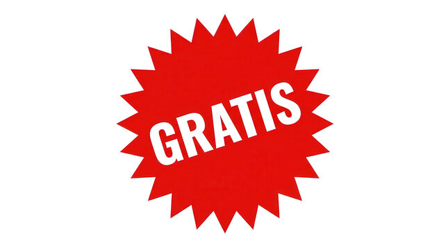 Red starburst sticker with the word gratis isolated on transparent background
