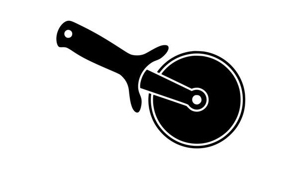 Pizza Cutter Kitchen Tool Side Profile Silhouette Vector Icon