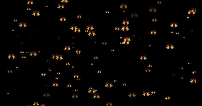 Seamless of golden christmas bells falling a repeating background element showing