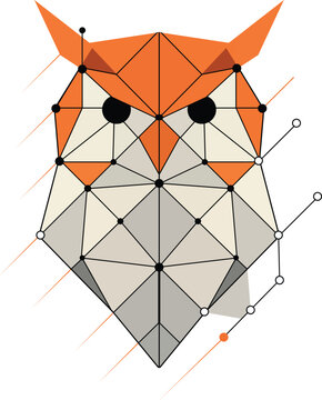 Geometric Low Poly Owl Head Vector Illustration
