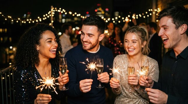 Celebrating the joyous christmas season with friends a warm gathering filled with laughter sparkling lights and cherished memories to remember forever
