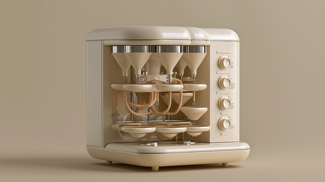 Retro drip coffee maker with visible internal components