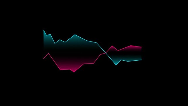 Minimal Red and Cyan Audio Waveform Frequency Visualization with Thin Signal Lines for Music Technology and Clean Modern Motion Graphics