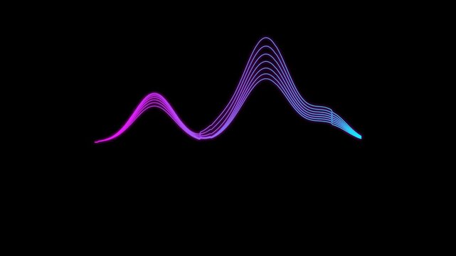 Smooth Purple Flowing Sine Wave Audio Frequency Visualization for Music Technology, Digital Signal Design and Minimal Abstract Motion Graphics