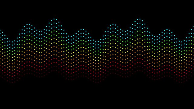Multicolor Vertical Audio Spectrum Frequency Visualization with Repeating Color Bars for Music Technology, Broadcasting and Digital Motion Graphics