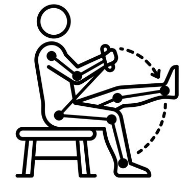 Physiotherapy leg extension exercise with range of motion indicator physical therapy knee movement fitness routine strength training human anatomy injury recover