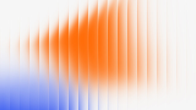 Abstract background with 3D orange and blue gradient ribbed glass texture