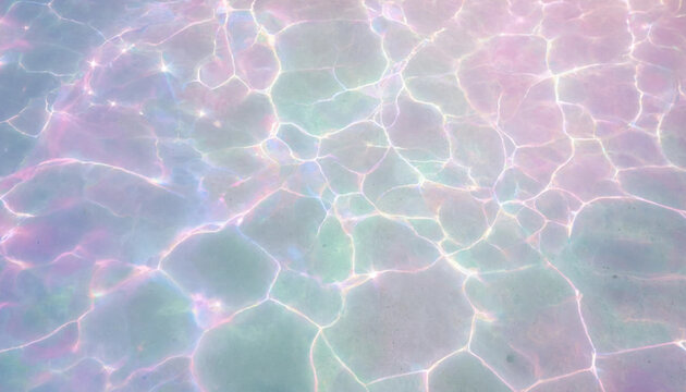 Soft pastel water caustics pattern shimmering across an overhead bright swimming pool surface