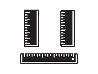 Fototapeta premium Set of black ruler icons for measurement and technical drawing design elements.