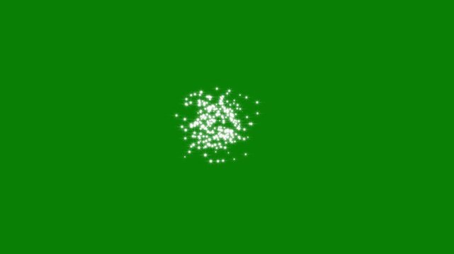 White glowing glitter particle trail with magic sparkles and twinkle stars, stars shine effect, sparkle star glowing animation, blinking light effect on green background.4k loop animation