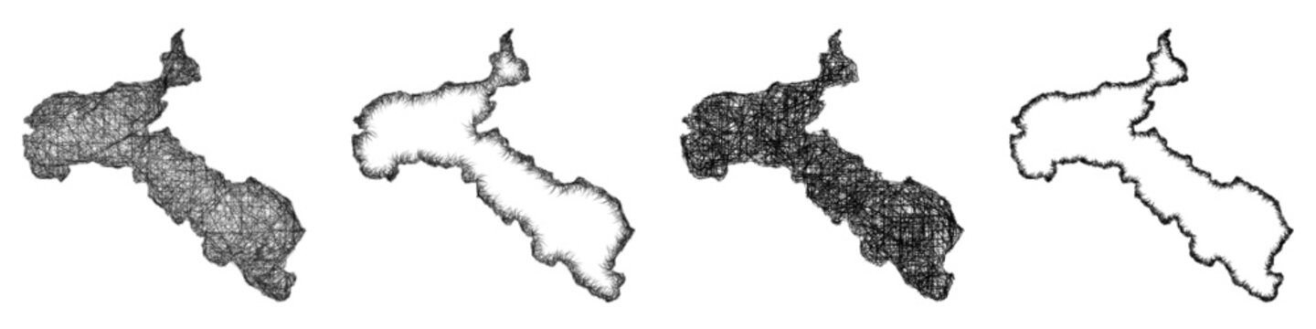 Monochrome sketch San Jose (Costa Rica) outline map design set