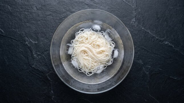 Somen noodles in a glass bowl