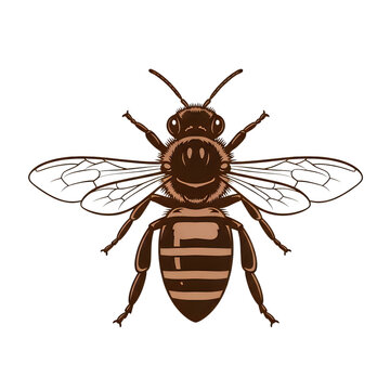 Cartoon bee flying with yellow and black stripes