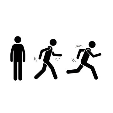 Cartoon man running with increasing speed