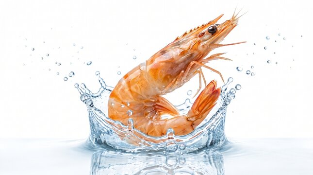 Kuruma prawn falling into water