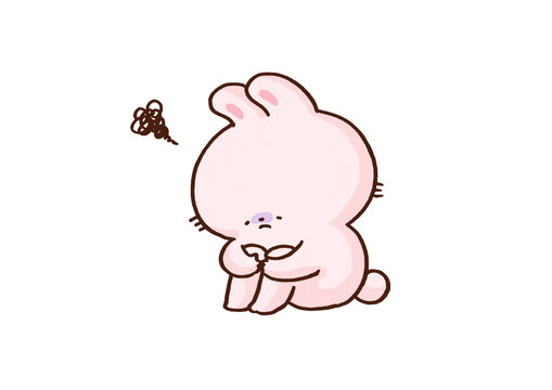 Rabbit sitting with knees hugged feeling down and depressed, low self-esteem or introvert mental health concept