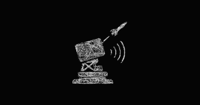Sketch air defense radar icon animation - smooth progressive reveal