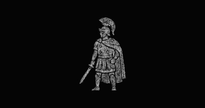 Sketch roman centurion icon animation - smooth progressive reveal