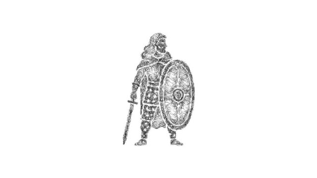 Sketch gaul warrior icon animation - smooth progressive reveal