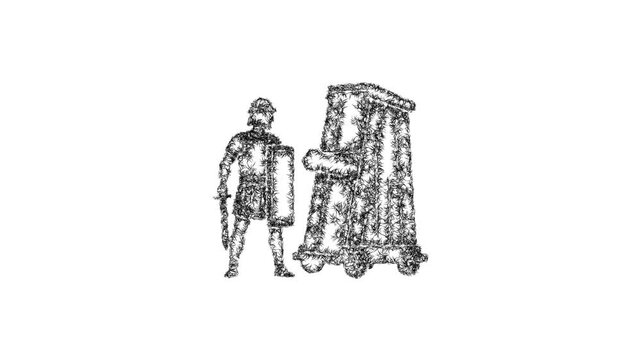 Sketch siege infantry icon animation - smooth progressive reveal