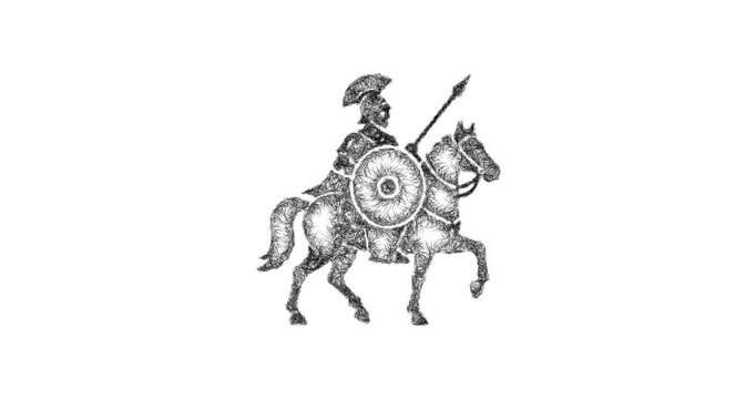 Sketch roman cavalry icon animation - smooth progressive reveal