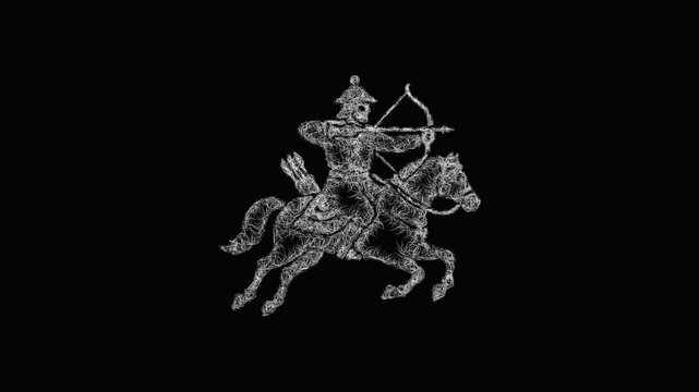 Sketch mongol cavalry icon animation - smooth progressive reveal