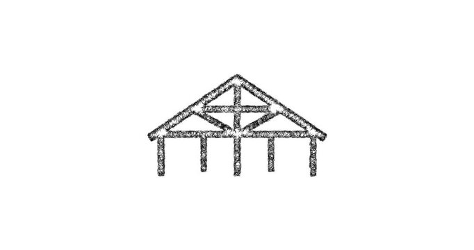 Sketch roof structure icon animation - smooth progressive reveal