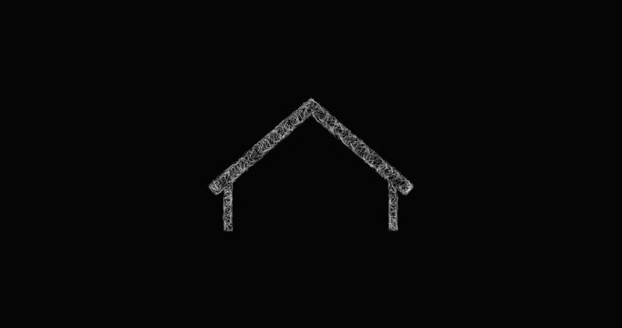 Sketch gable roof icon animation - smooth progressive reveal