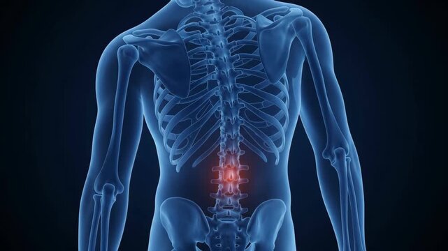 Human spine lower back pain bone anatomy animation