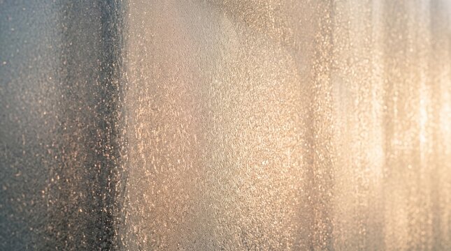 Frost and Ice Crystals on Window at Sunrise