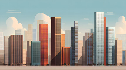 Fototapeta premium Minimal modern cityscape background with clean lines and geometric shapes.