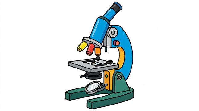 Colorful microscope cartoon icon for science education