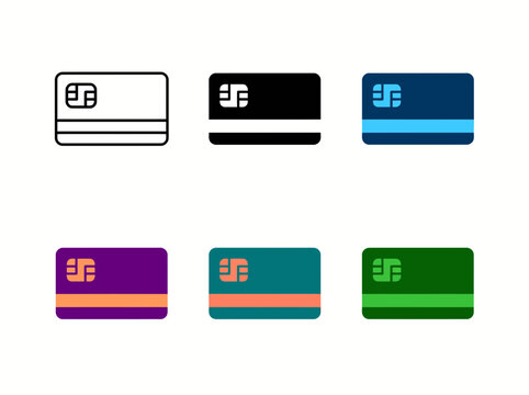 Credit card payment methods icon set with business commerce transaction electronic shopping
