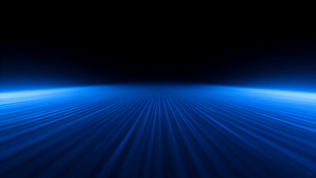 Blue converging lines creating an abstract futuristic background with radiant depth