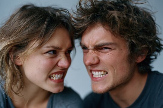 Young Couple Making Playful Angry Expressions
