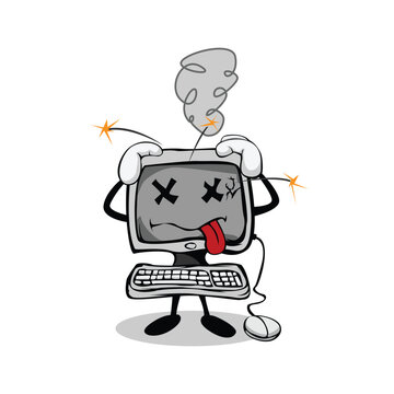 Broken PC cartoon vector