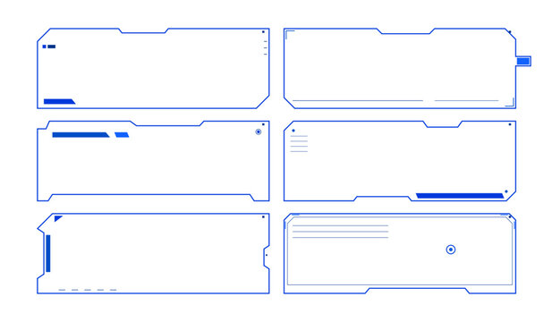 Set of futuristic hud interface elements, digital data frames, and scifi technology borders for ui design