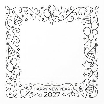 Happy new year 2027 celebration border isolated on white background