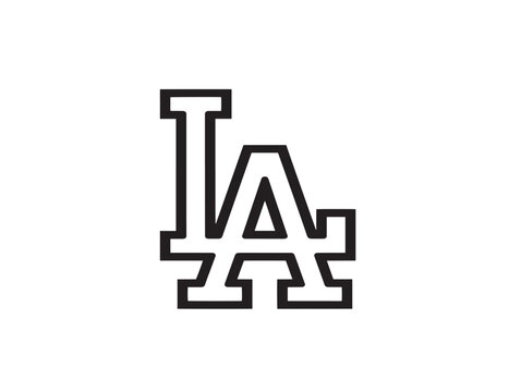 Minimalist line art LA Dodgers baseball team logo vector icon for sports branding and merchandise design