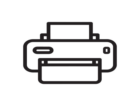 Modern label printer icon vector outline for office logistics and shipping workflow solutions