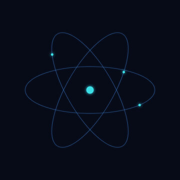 Atom model with electron orbits physics science concept