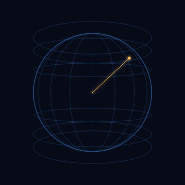 Quantum state sphere with vector wireframe computing concept