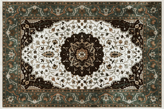 Vintage Folk style traditional printed Carpet with trending colors and texture in high resolution
