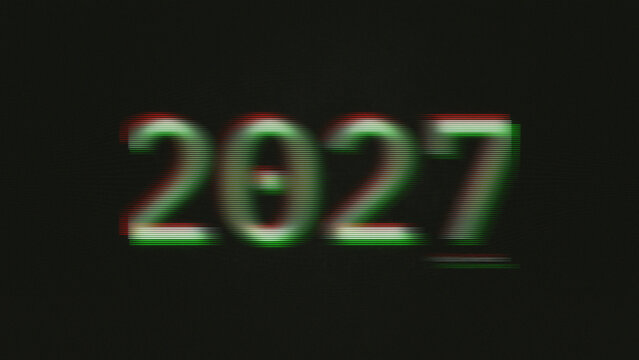 Glitch Scanline Neon 2027 Typography Chromatic Aberration Effect 3D Render