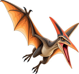 Vsai pterodactyl flying with open mouth and spread wings © frrlbt