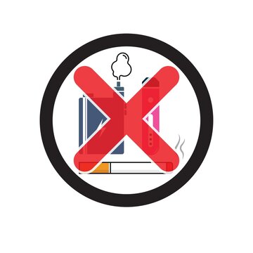 No Smoking and Vaping Vector Sign with Cigarette E-Cig and Cross-Out


