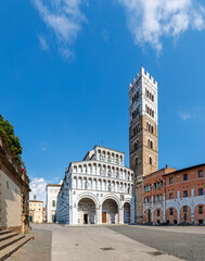 Fototapeta premium Lucca - The cathedral - Cattedralie di San Martino and square Piazza San Martino