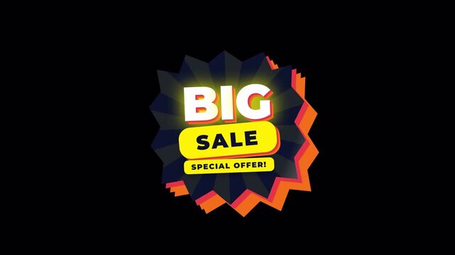 Marketing business video featuring animated big sale labels