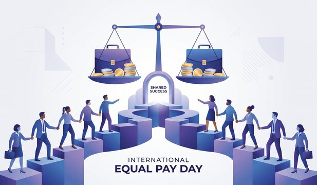 International Equal Pay Day Workplace Equality Fair Salary and Opportunity Illustration